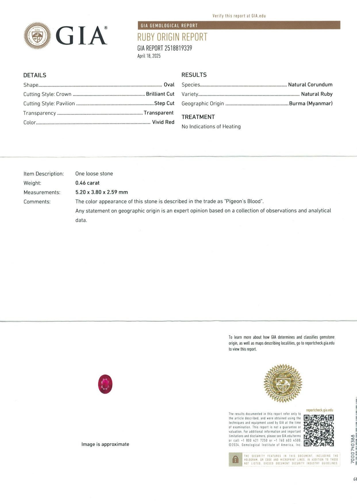 0.95 Ct  GIA Certificate Pair Ruby Natural Unheated Burma Ruby Pigeon Blood For Sale 1