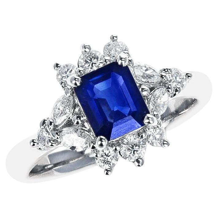 0.95 ct. Sapphire and Diamond Engagement Ring, Platinum