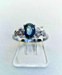 0.95 ct Sapphire & diamonds ring, Australian Parti Sapphire Cluster Ring