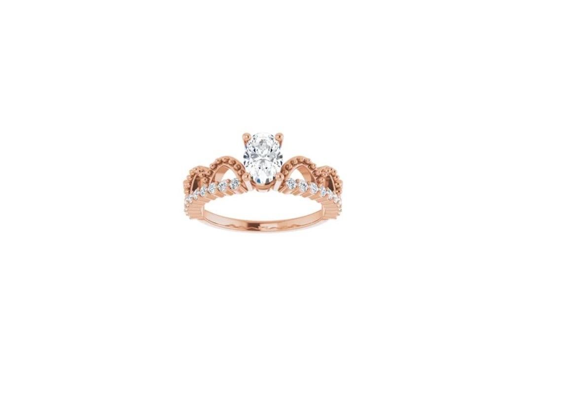 For Sale:  0.95 TCW Crown Inspired Oval Solitaire Engagement Ring 6