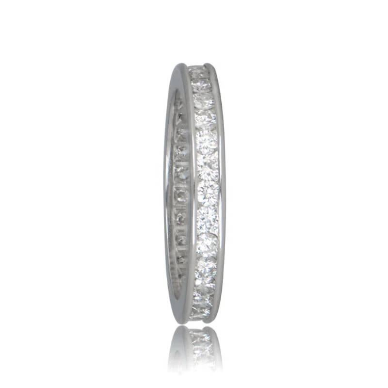 Art Deco 0.95ct Diamond Eternity Wedding Ring, H Color, VS1 Clarity, Platinum For Sale