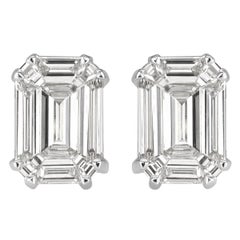 0.95ct Emerald Cut Mosaic Diamond Stud Earrings