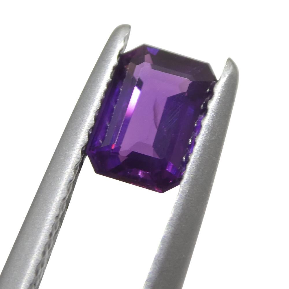 0.95ct Emerald Cut Purple Sapphire from East Africa, Unheated In New Condition For Sale In Toronto, Ontario