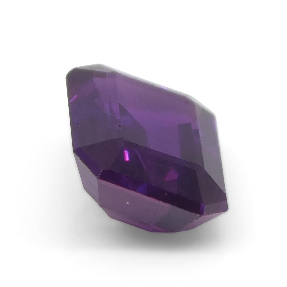 Women's or Men's 0.95ct Emerald Cut Purple Sapphire from East Africa, Unheated For Sale
