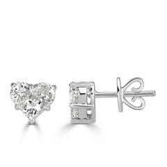 0.95ct Heart Shaped Mosaic Diamond Stud Earrings