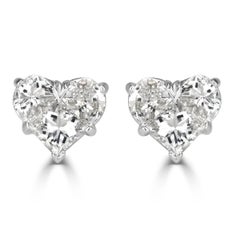 0.95ct Heart Shaped Mosaic Diamond Stud Earrings
