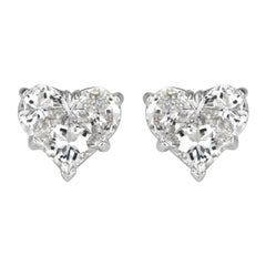 0.95ct Heart Shaped Mosaic Diamond Stud Earrings