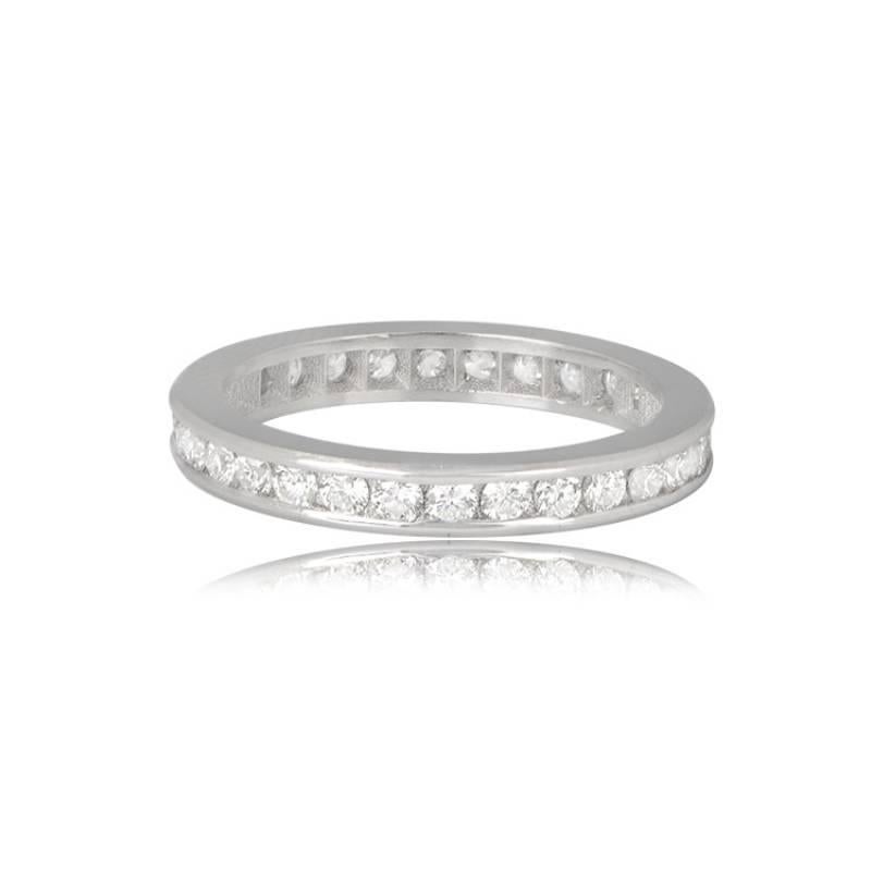Art Deco 0.95ct Round Brilliant Cut Diamond Eternity Band Ring, G-H Color, Platinum For Sale