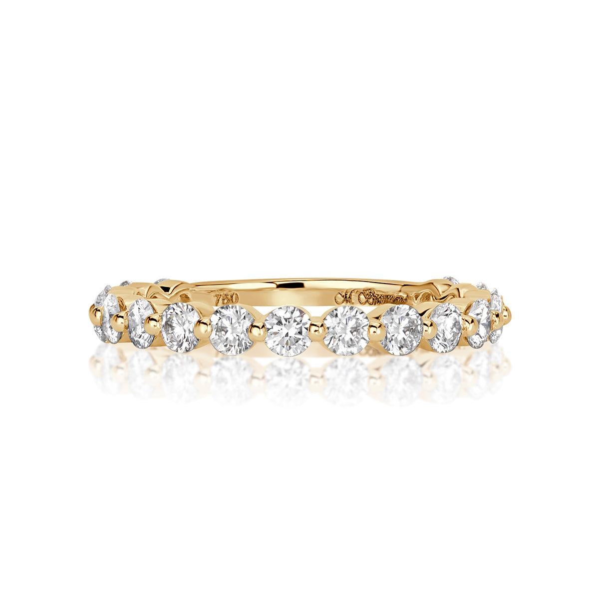 0.95ct Round Brilliant Cut Diamond Wedding Band in 18k Champagne Yellow Gold