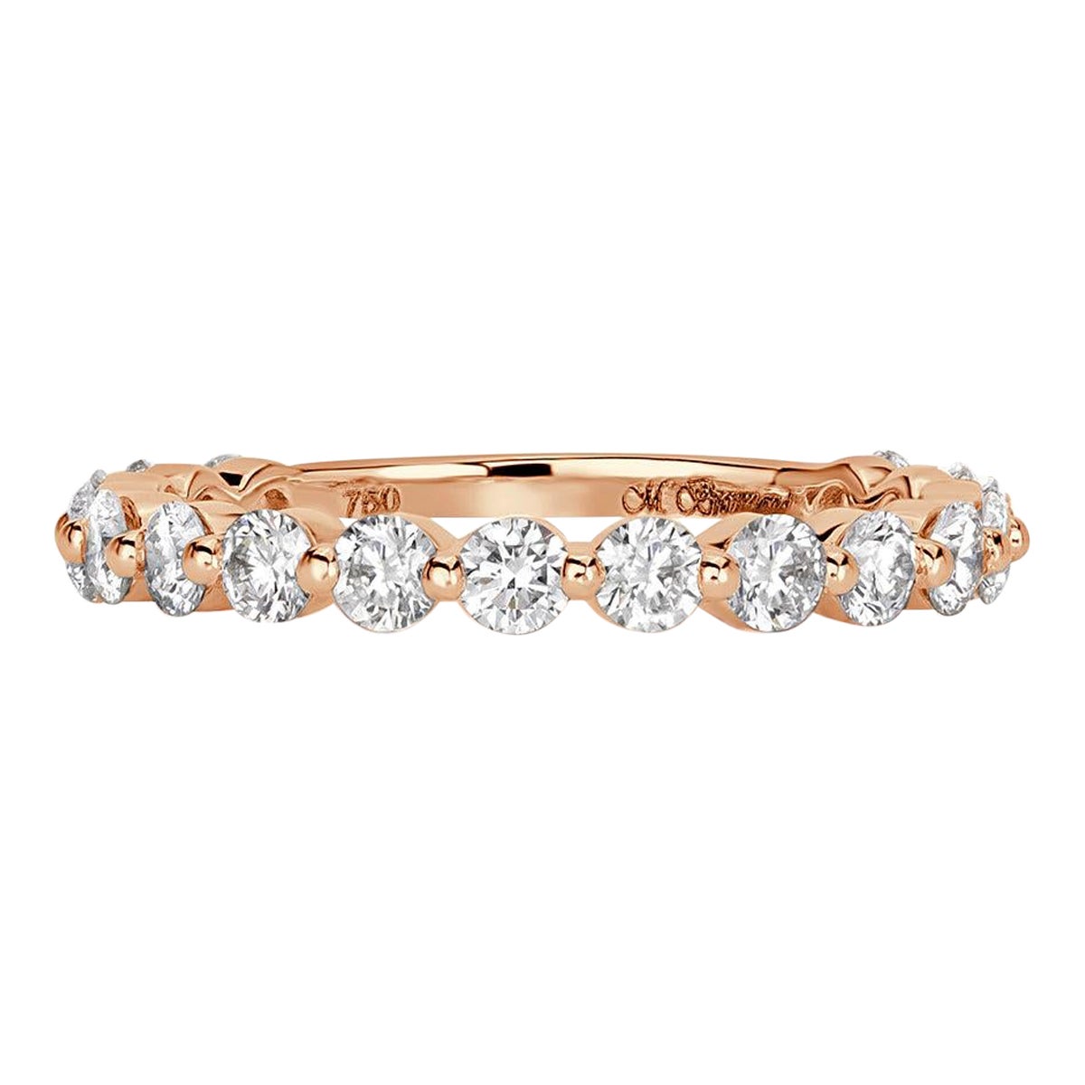 0.95ct Round Brilliant Cut Diamond Wedding Band in 18k Rose Gold