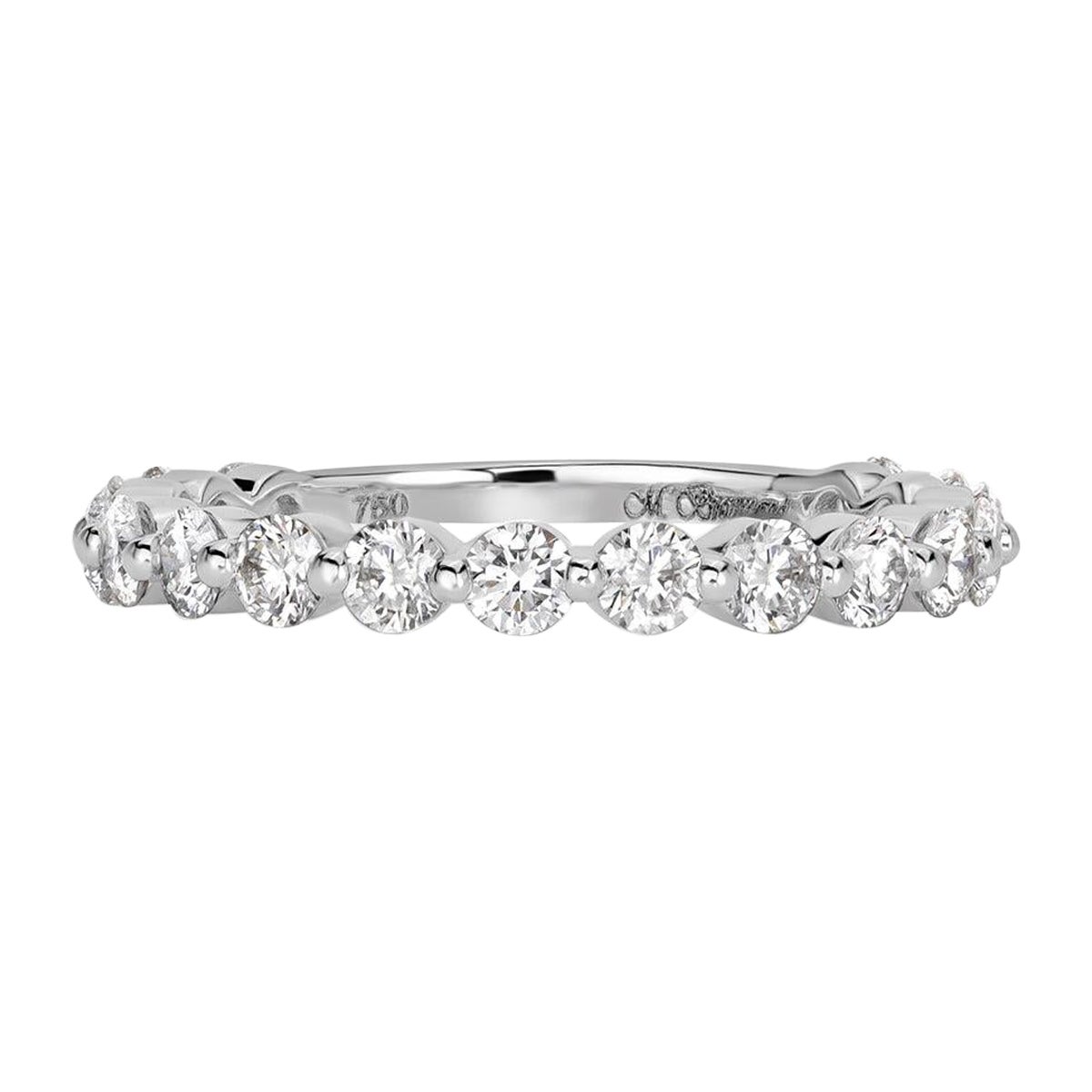 0.95ct Round Brilliant Cut Diamond Wedding Band in 18k White Gold