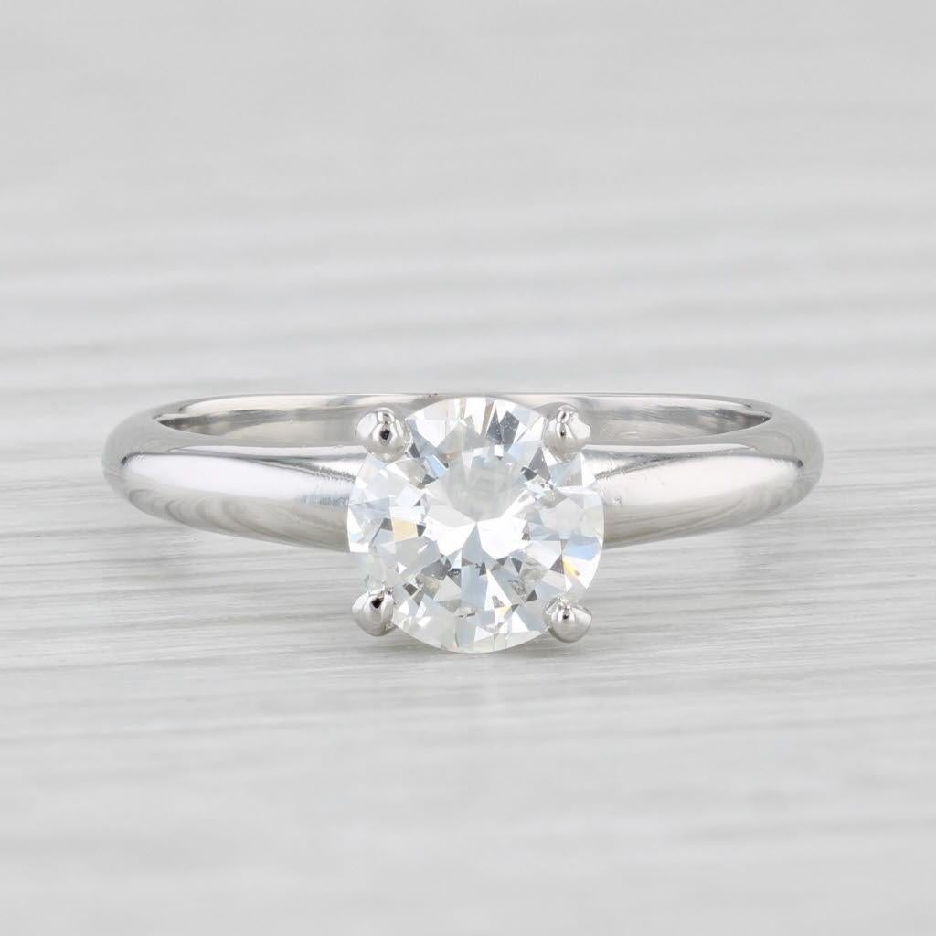 0.95ct Round Diamond Solitaire Engagement Ring Platinum Size 5.5 GIA In Good Condition For Sale In McLeansville, NC