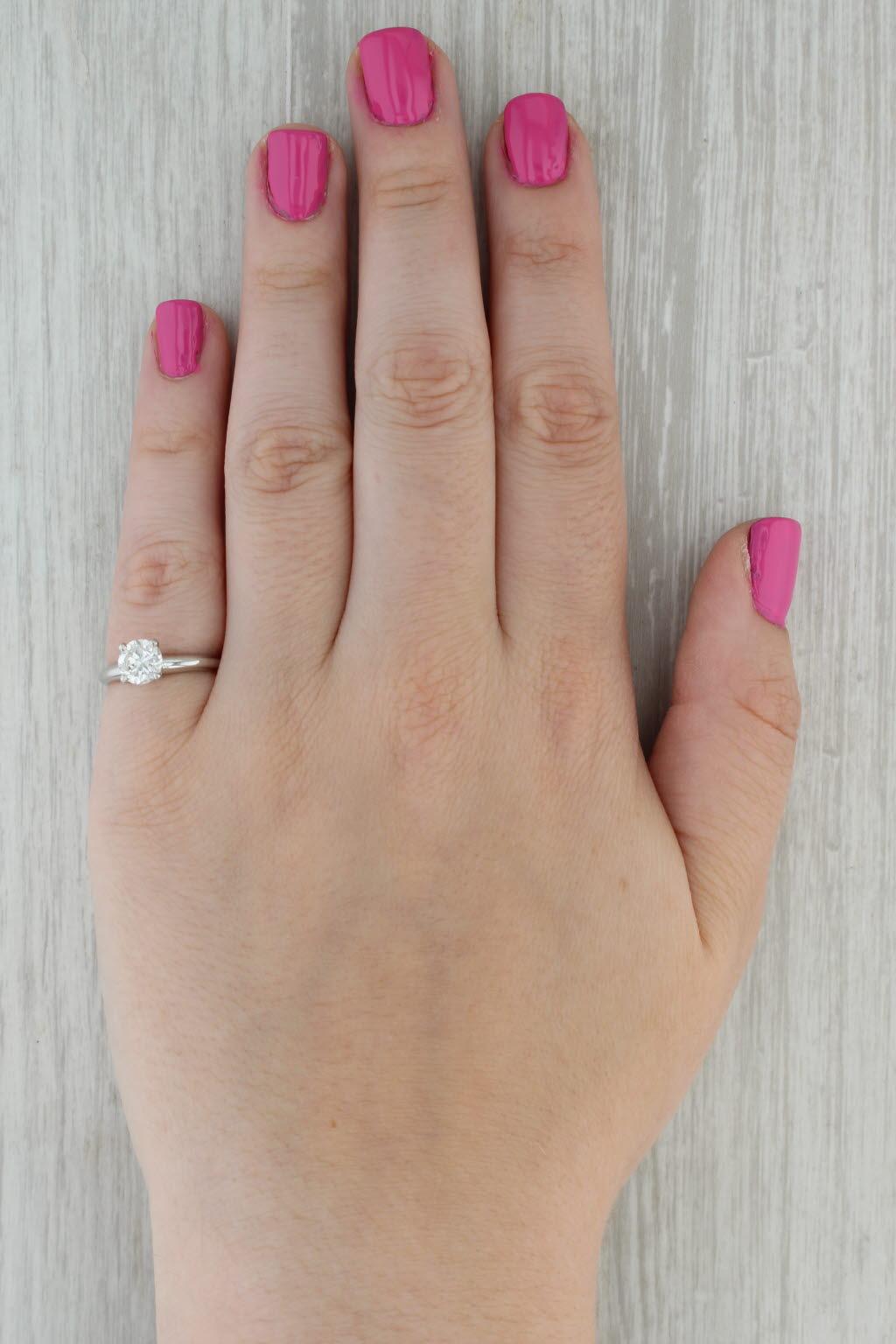 0.95ct Round Diamond Solitaire Engagement Ring Platinum Size 5.5 GIA For Sale 2