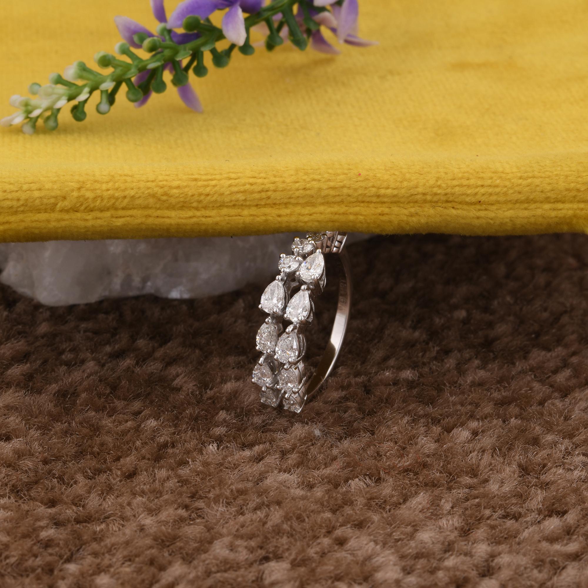 En vente :  0.95Ct SI/H Diamond Double Band Ring for Wedding 14k White Gold All Tariffs Or 5