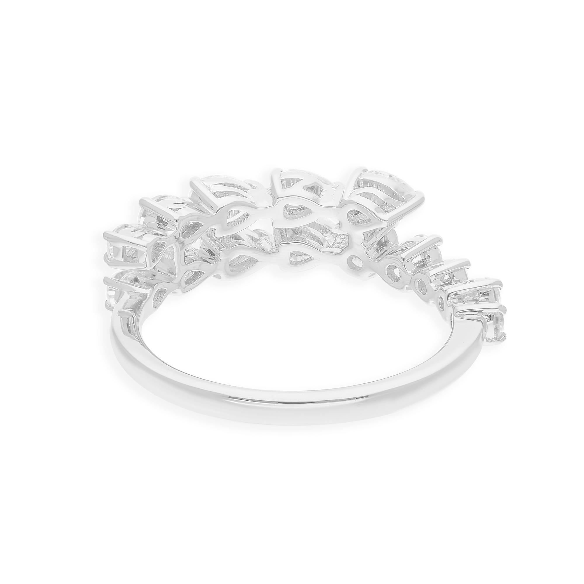 En vente :  0.95Ct SI/H Diamond Double Band Ring for Wedding 14k White Gold All Tariffs Or 8