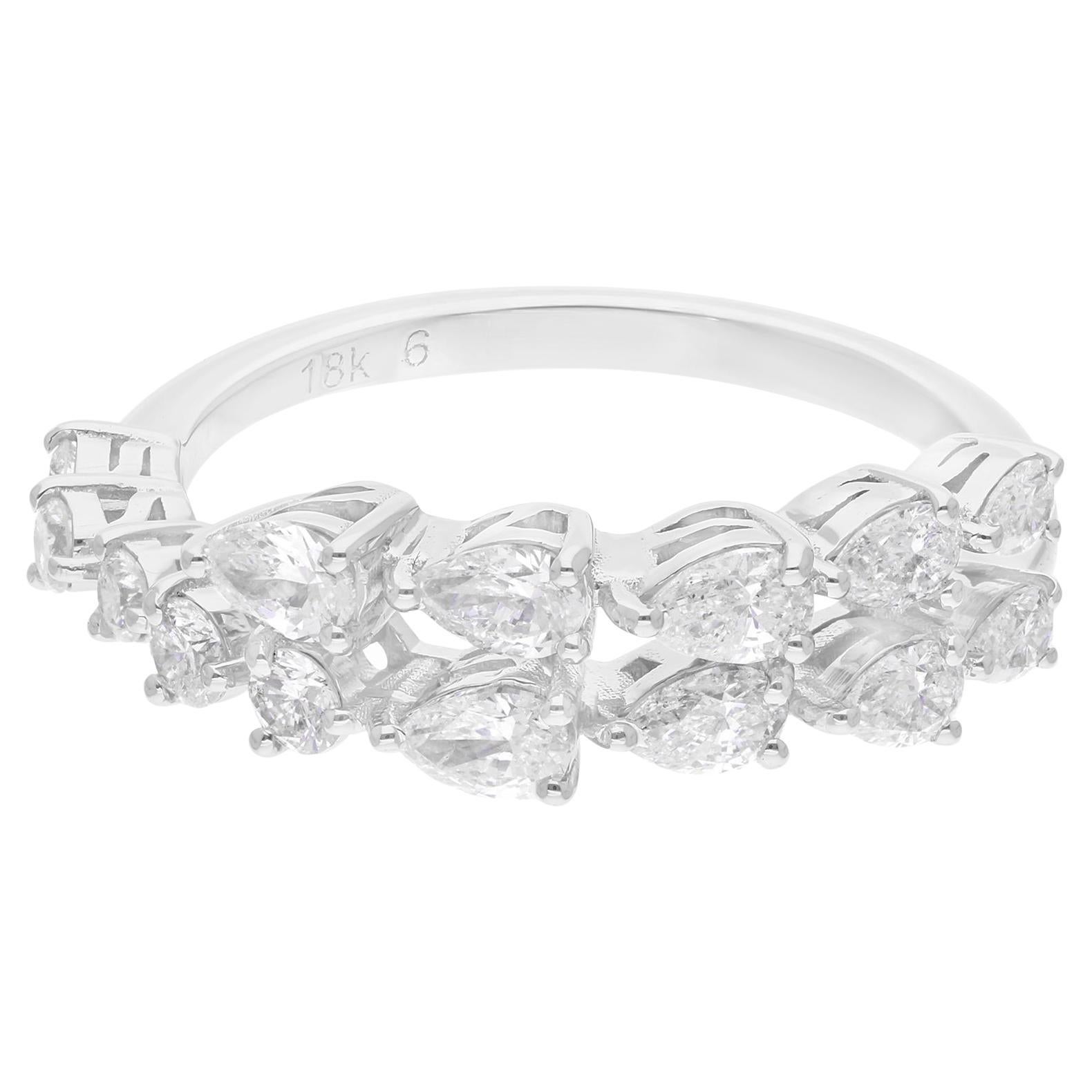 0.95Ct SI/H Diamond Double Band Ring for Wedding 14k White Gold All Tariffs Gold