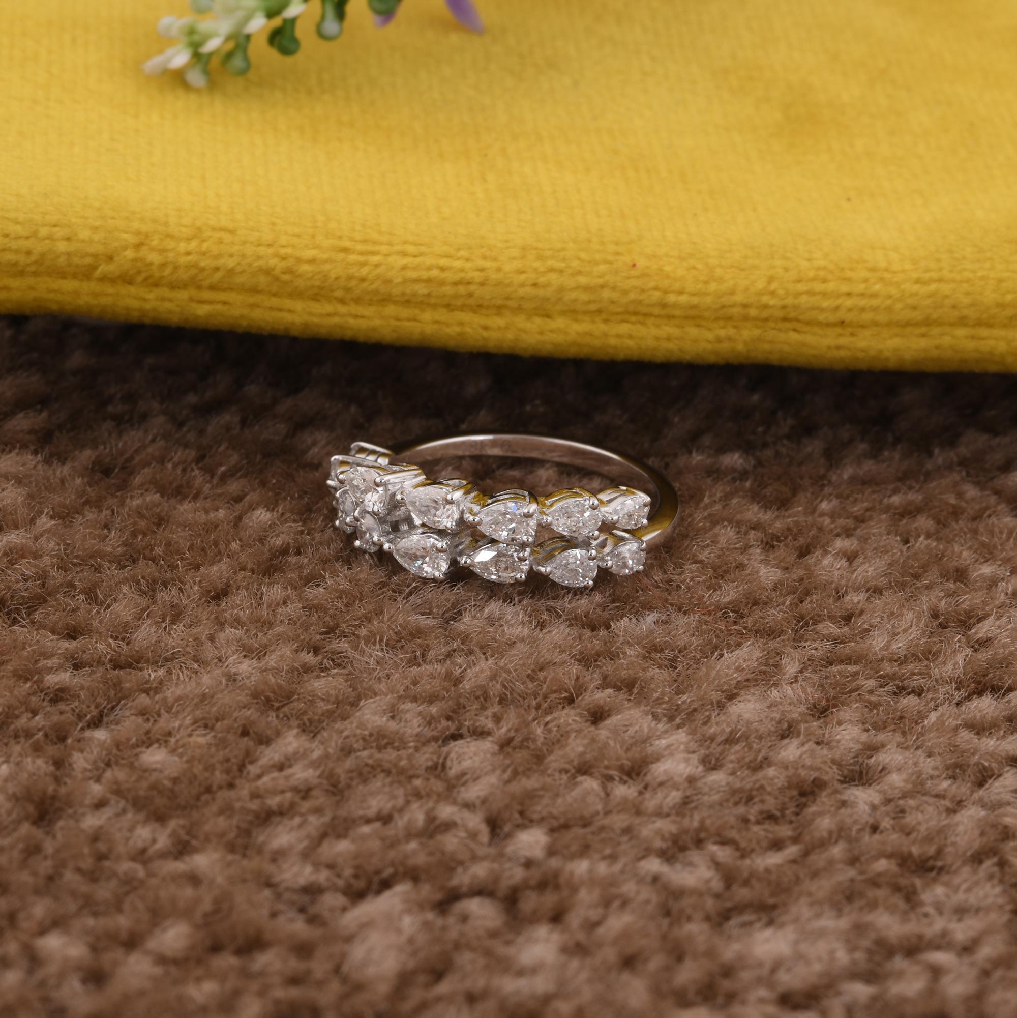 For Sale:  0.95Ct SI/H Diamond Double Band Ring for Wedding 18k White Gold All Tariffs Gold 4