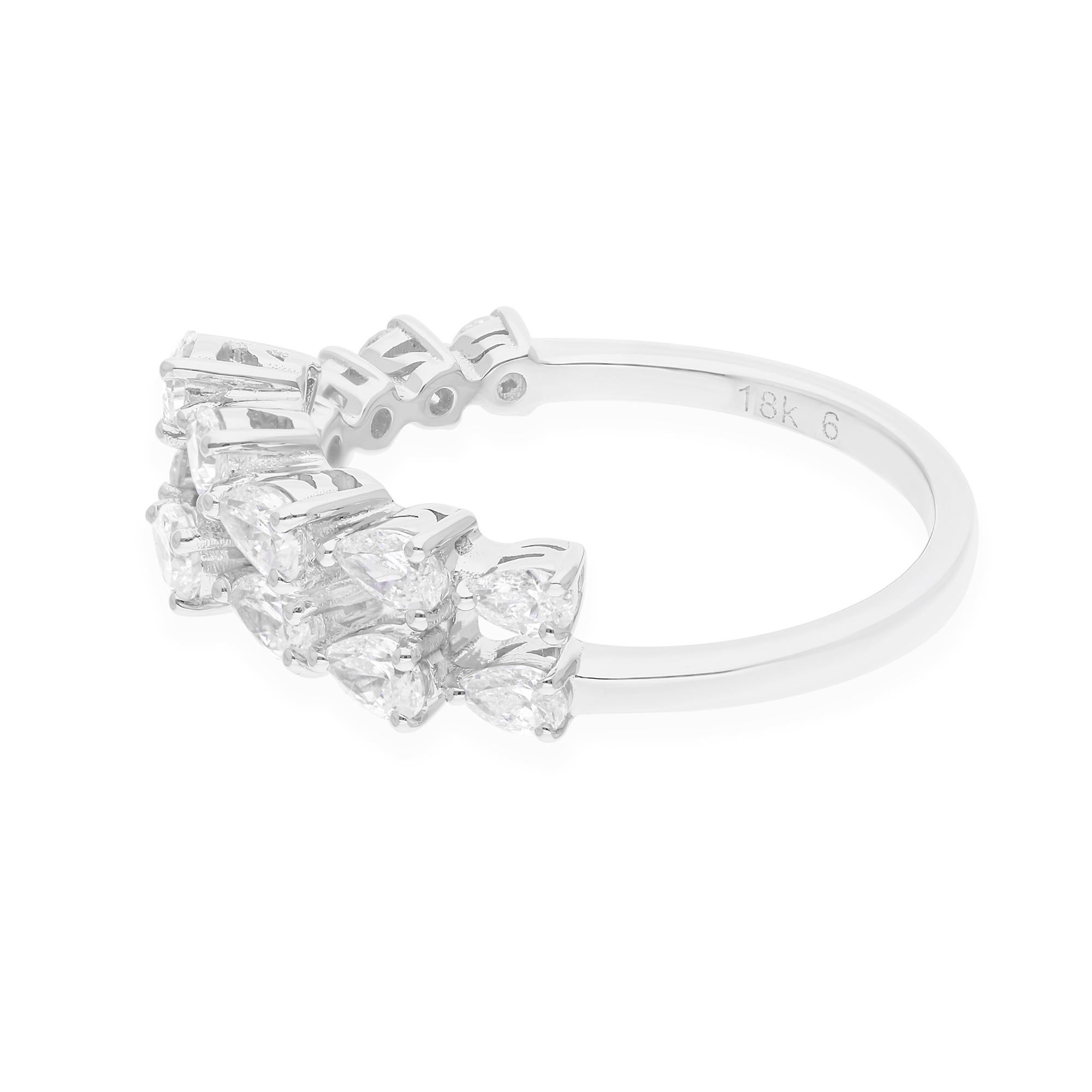 For Sale:  0.95Ct SI/H Diamond Double Band Ring for Wedding 18k White Gold All Tariffs Gold 7