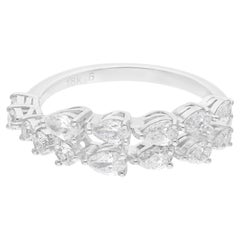 0.95Ct SI/H Diamond Double Band Ring for Wedding 18k White Gold All Tariffs Gold