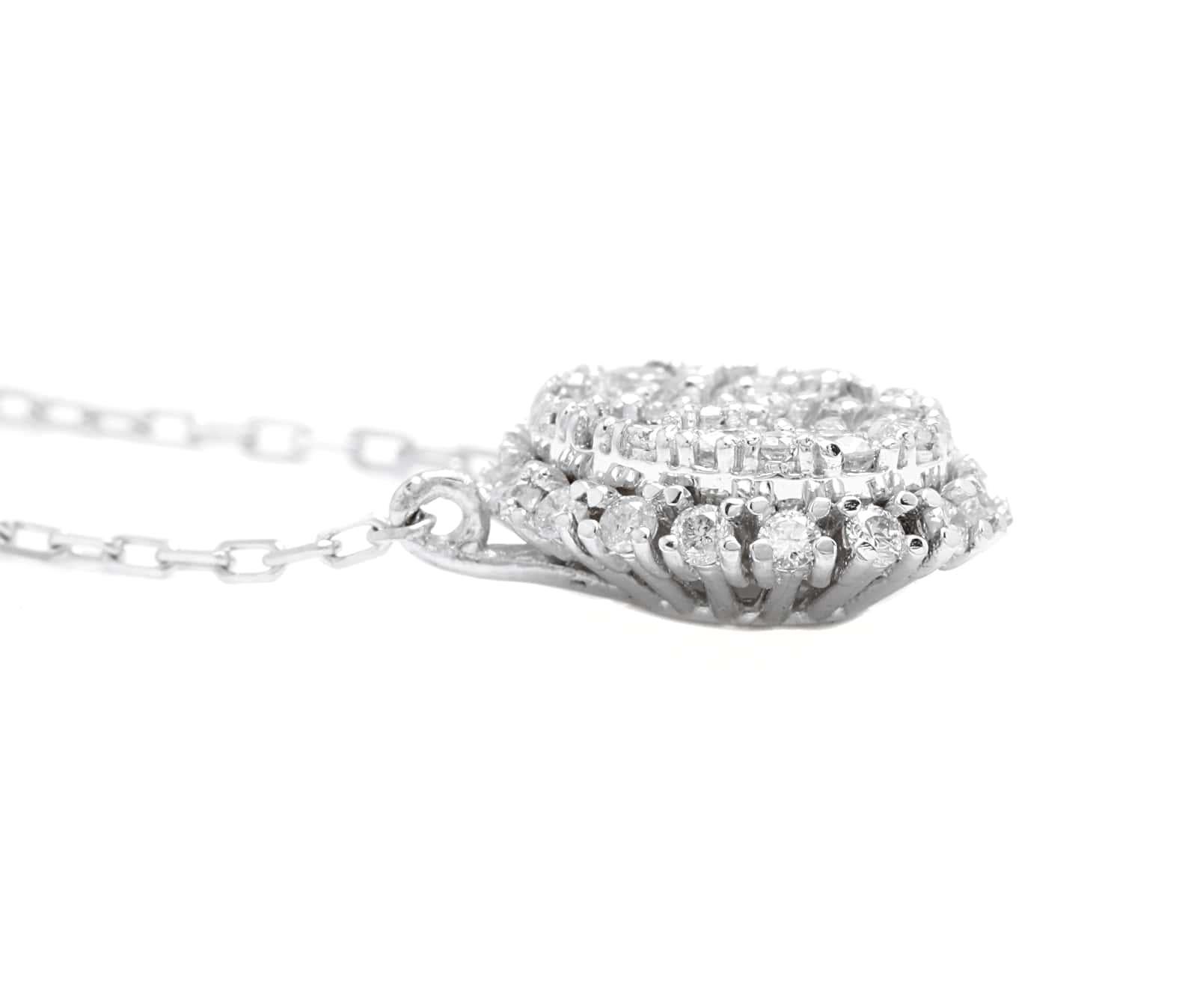 Taille ronde Superbe collier à chaîne en or blanc massif 14 carats avec diamants de 0,95 carat en vente