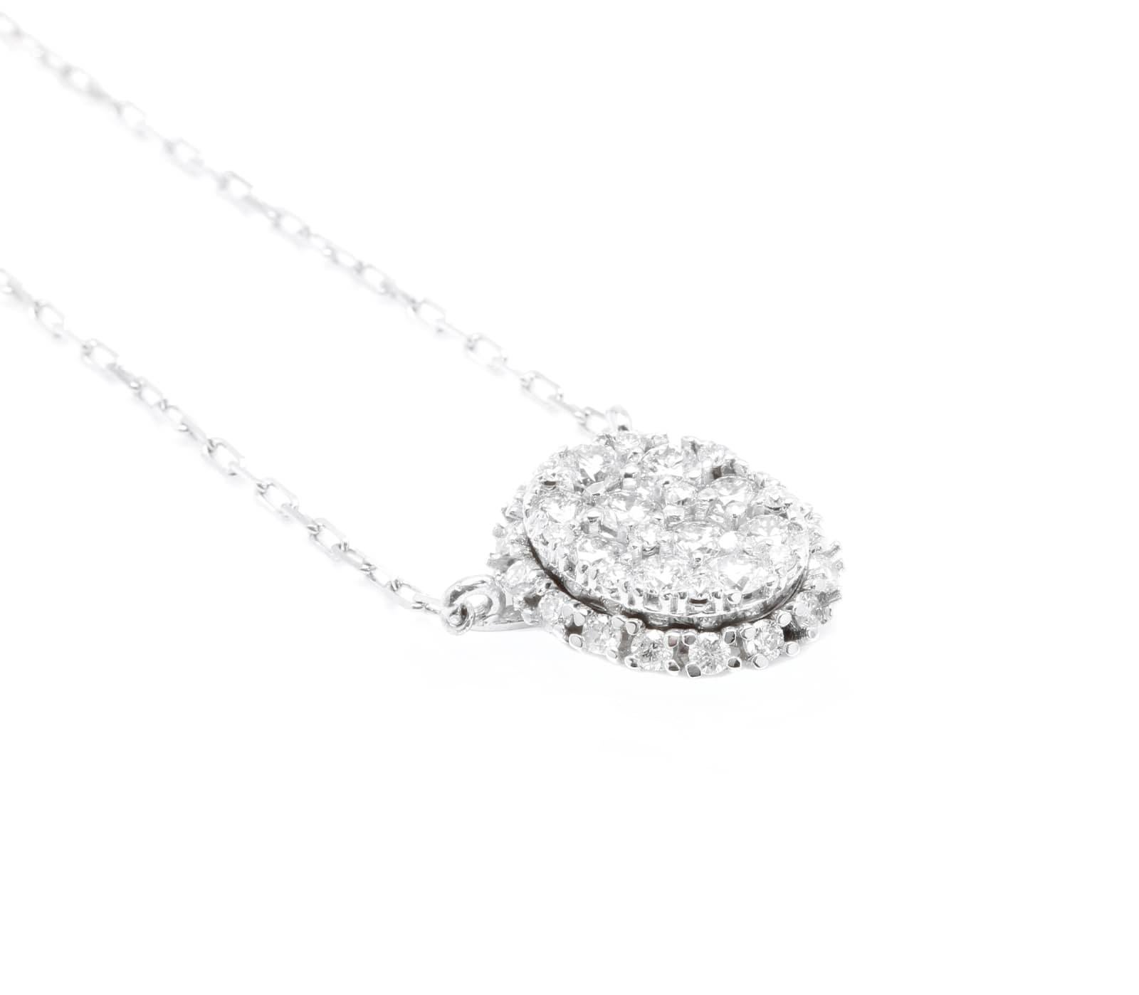 Superbe collier à chaîne en or blanc massif 14 carats avec diamants de 0,95 carat Neuf - En vente à Los Angeles, CA