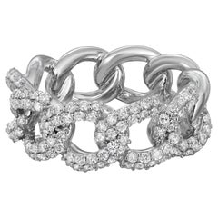 0.95cttw Pave Set Diamond Chain Link Band Ring 18k White Gold
