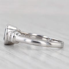 0.95ctw Aquamarine Diamond Ring 14k White Gold Bezel Set Oval Size 8.5