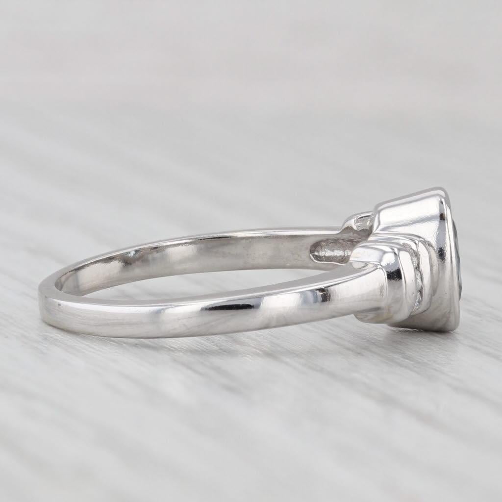 Women's or Men's 0.95ctw Aquamarine Diamond Ring 14k White Gold Bezel Set Oval Size 8.5 For Sale