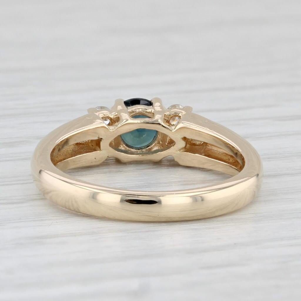 0.95ctw Blue Sapphire Diamond Ring 14k Yellow Gold Size 6.25 Engagement 1