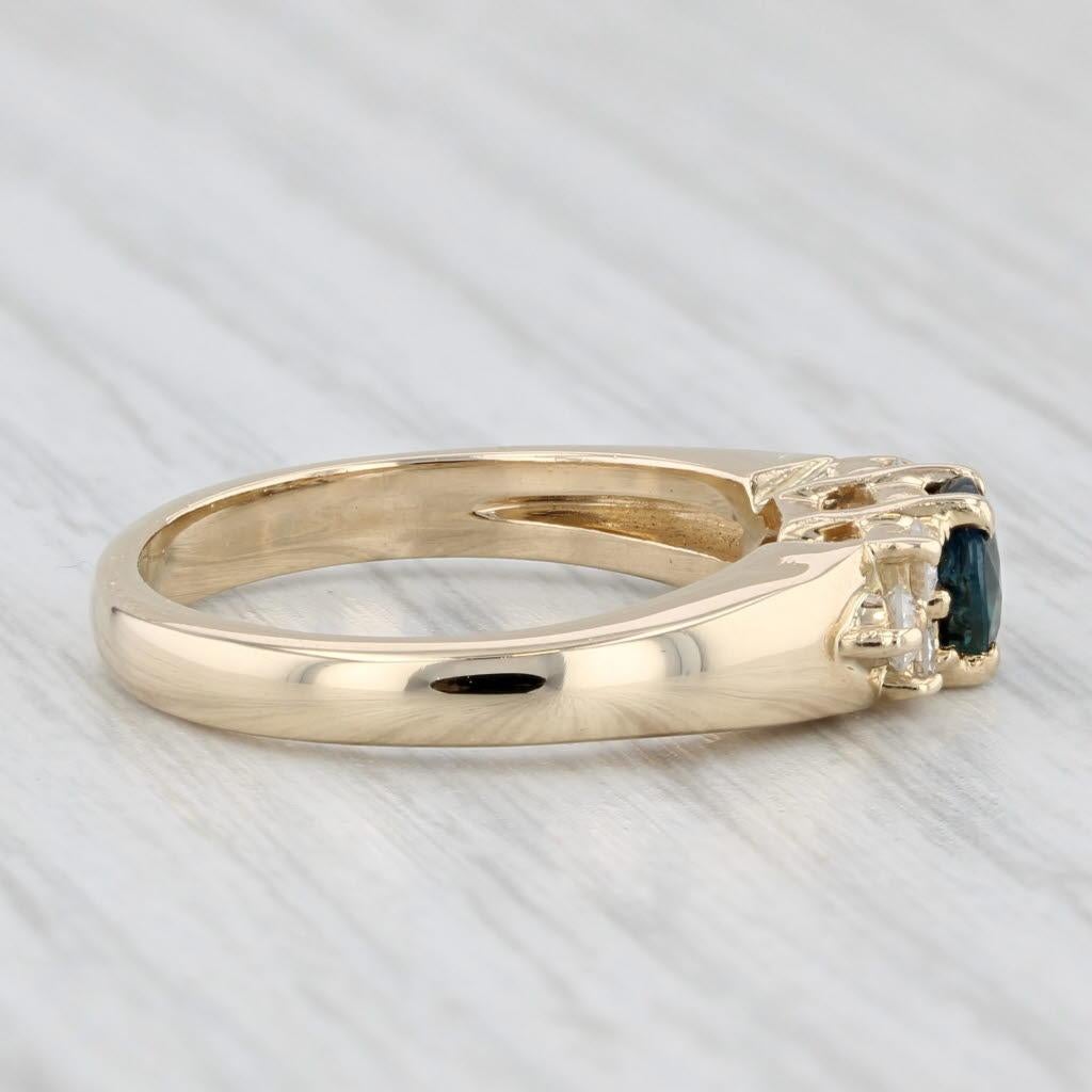 0.95ctw Blue Sapphire Diamond Ring 14k Yellow Gold Size 6.25 Engagement 2