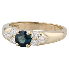 0.95ctw Blue Sapphire Diamond Ring 14k Yellow Gold Size 6.25 Engagement
