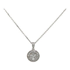 0.95ctw Diamond Cluster Frame Pendant Necklace in 14K White Gold