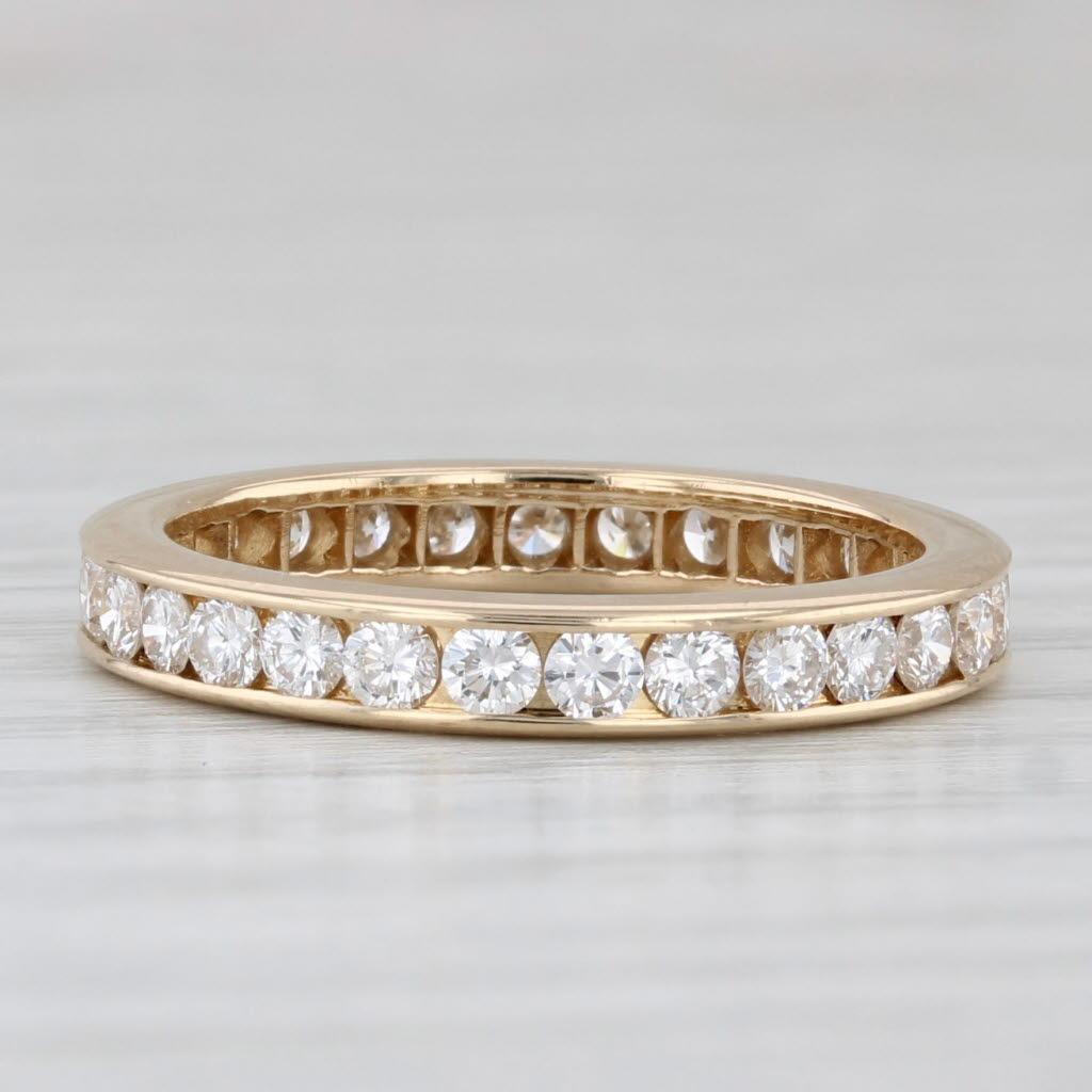 0.95ctw Diamond Eternity Band 18k Yellow Gold Stackable Anniversary Wedding Ring In Good Condition In McLeansville, NC