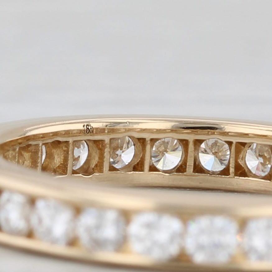 0.95ctw Diamond Eternity Band 18k Yellow Gold Stackable Anniversary Wedding Ring 1