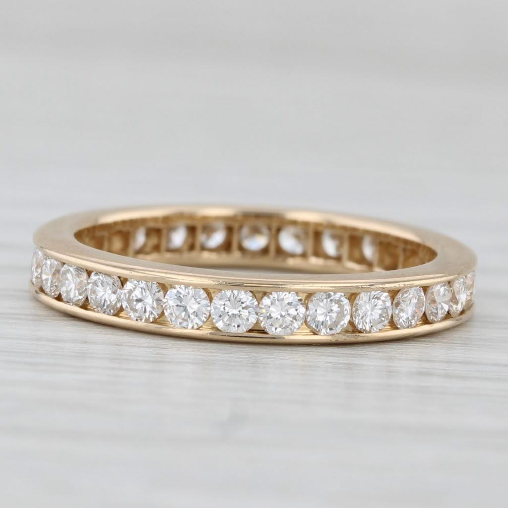0.95ctw Diamond Eternity Band 18k Yellow Gold Stackable Anniversary Wedding Ring 2
