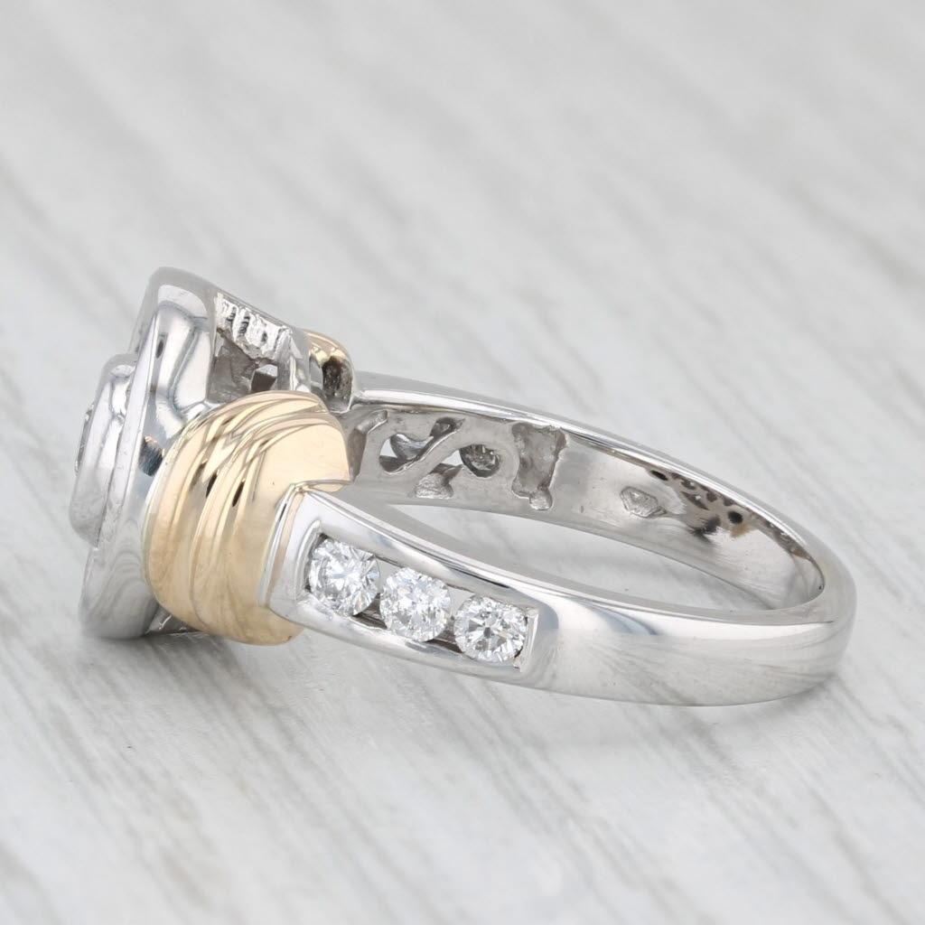 0.95ctw Diamond Halo Engagement Ring 14k White Yellow Gold Size 7 1