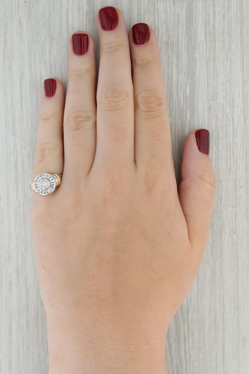 0.95ctw Diamond Halo Engagement Ring 14k White Yellow Gold Size 7 4