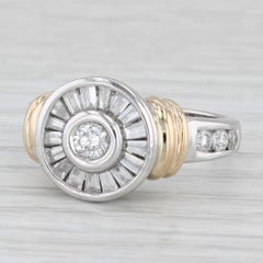 0.95ctw Diamond Halo Engagement Ring 14k White Yellow Gold Size 7