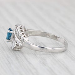 0.95ctw London Blue Topaz Diamond Ring 14k White Gold Size 7.5 Engagement Spark