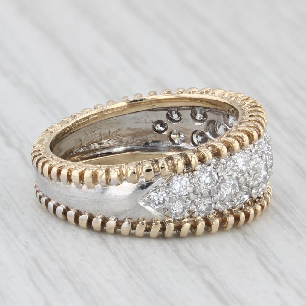 Women's or Men's 0.95ctw Pave Diamond Ring 14k Yellow White Gold Size 6.5 Band