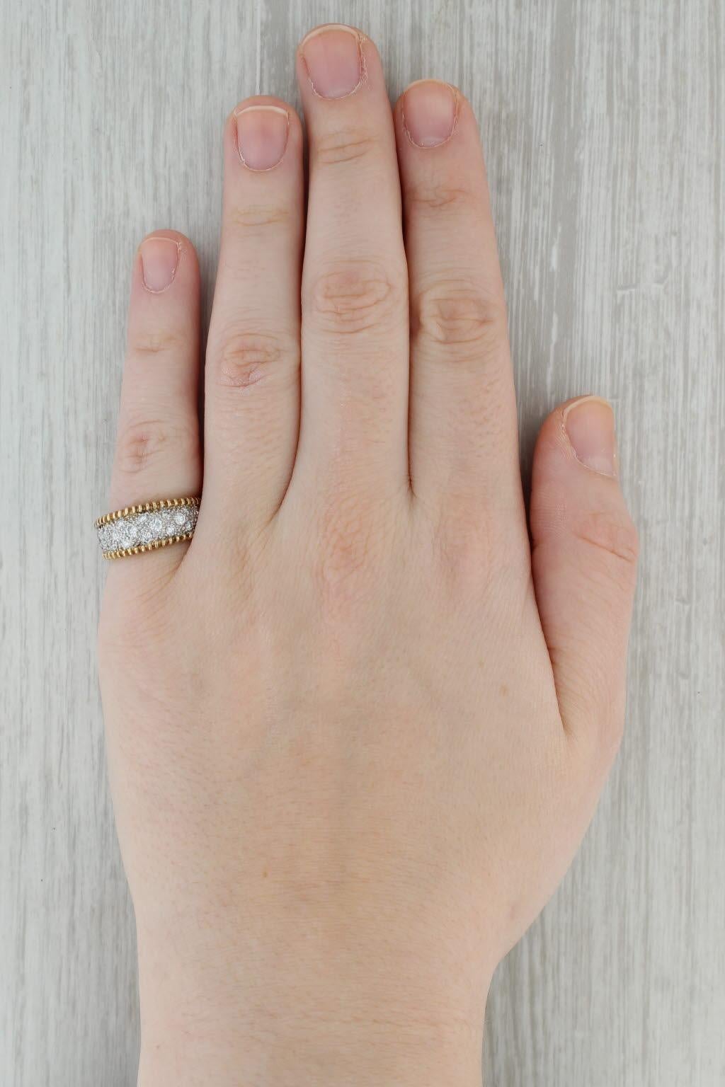 0.95ctw Pave Diamond Ring 14k Yellow White Gold Size 6.5 Band 2