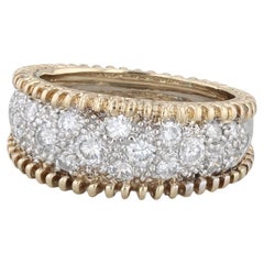 0.95ctw Pave Diamond Ring 14k Yellow White Gold Size 6.5 Band