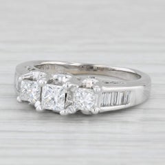 0.95ctw Princess Diamond 3-Stone Engagement Ring 14k White Gold Size 5.75