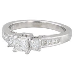 0.95ctw Princess Diamond Engagement Ring 14 White Gold Size 6.75 3-Stone