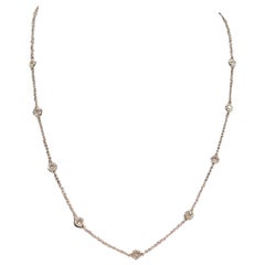 0.96 Carat 9 Station Diamond by The Yard Necklace 14 Karat Rose Gold