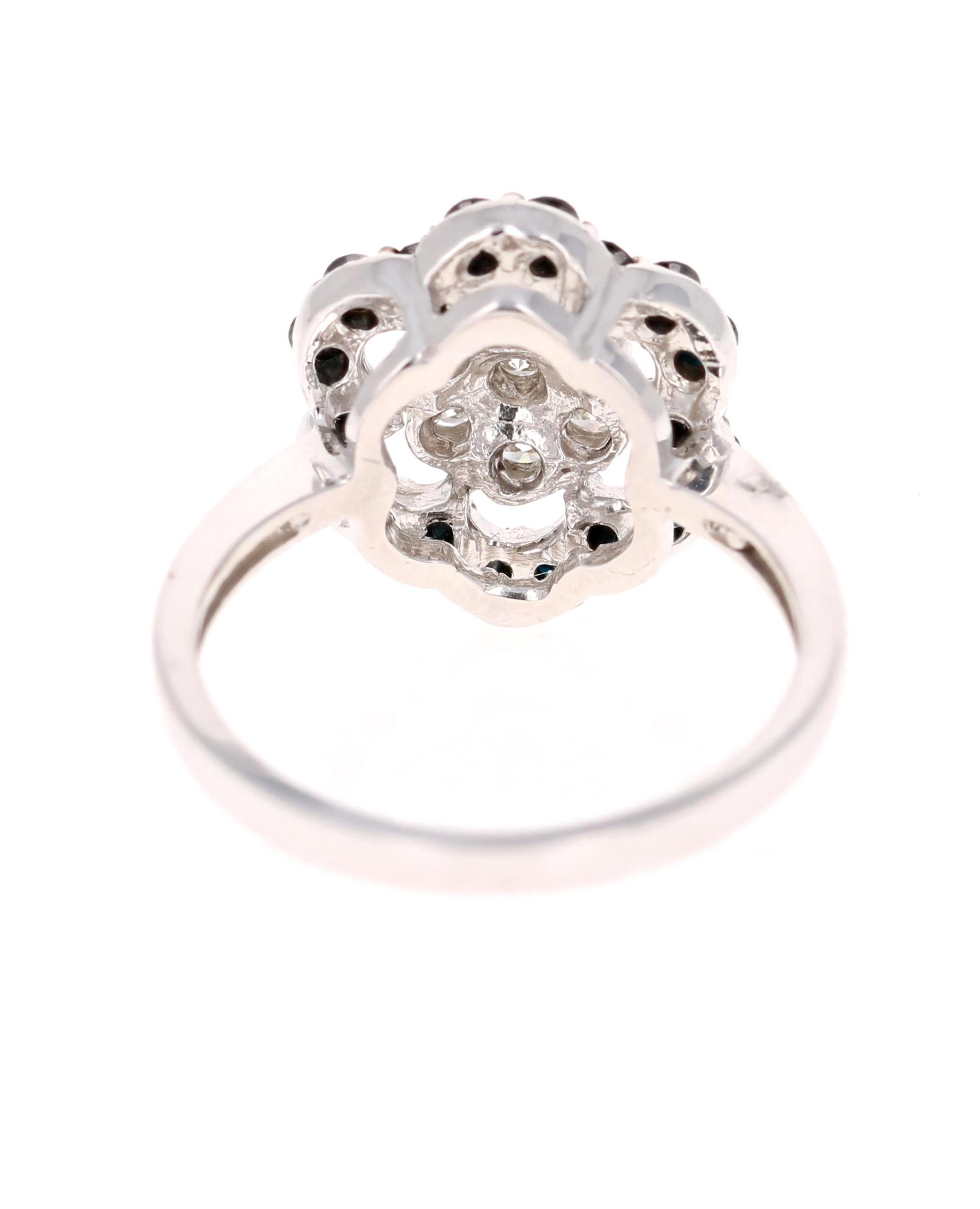 0.99 Karat Schwarzer Diamant Weißer Diamant Weißer Diamant Weißgold Ring (Rundschliff) im Angebot