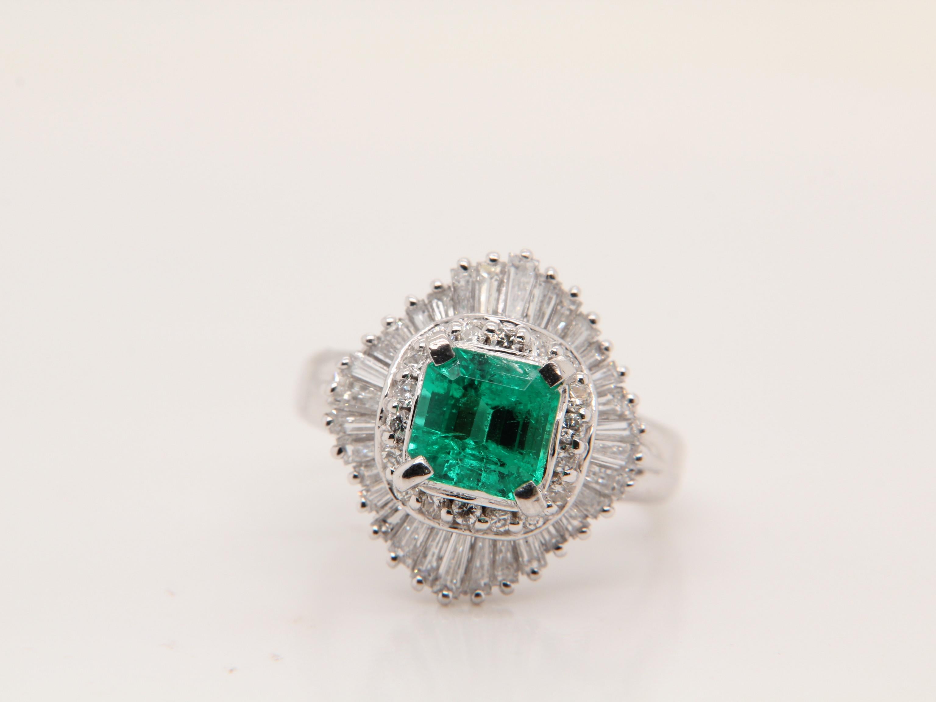 0.96 Carat Colombian Emerald and Diamond Ring in 18 Karat Gold