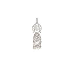 Sybarite Doll Pendant Necklace in White Gold with White Diamonds & Pearl