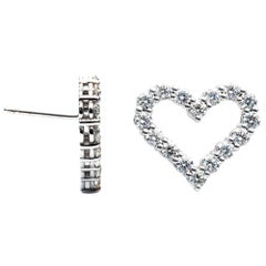 0.96 Carat E - F Color VS Clarity Diamond Open Heart 18k White Gold Earrings