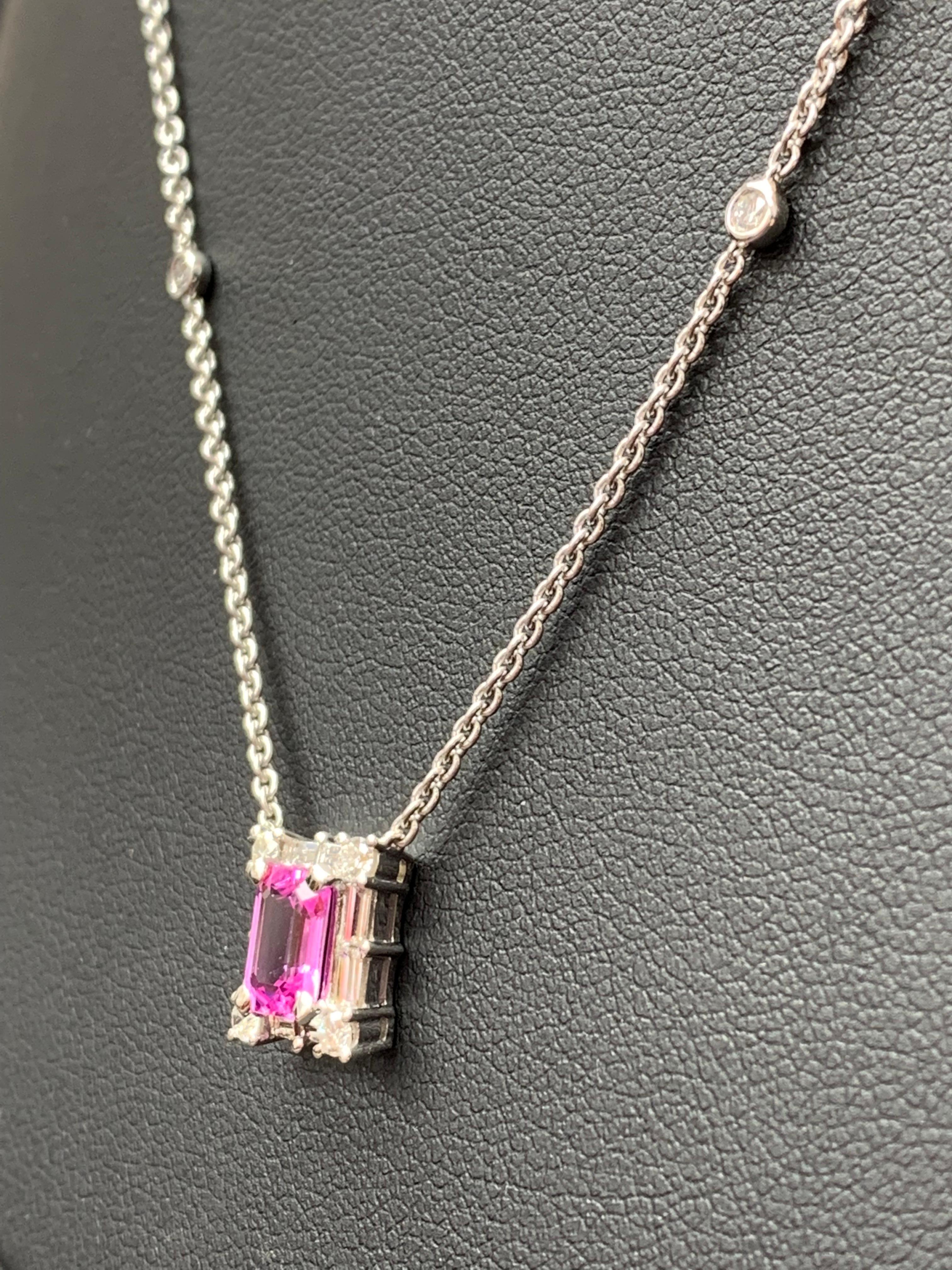 emerald cut sapphire pendant